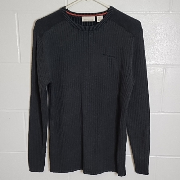 Crewneck 100% Cotton Ribbed Sweater Body Con - Picture 1 of 11